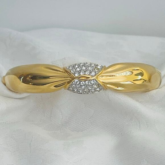 Vtg NOLAN MILEER Crystal Bracelet Signed Bangle w/Box Gold Tone Glamour Collect - Picture 2 of 11